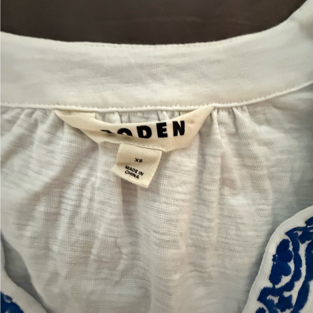 Boden  Hazel Cotton Embroidered Top
White and blue - Picture 7 of 11